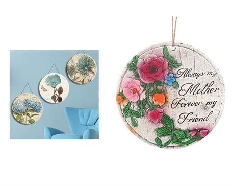 Asılabilir Balkon ve Bahçe Süsü Güllü, Anne Temalı Yuvarlak Model Bonvagon