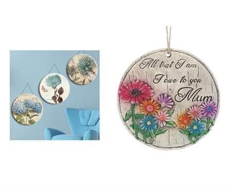 Asılabilir Balkon ve Bahçe Süsü Papatyalı, Anne Temalı Yuvarlak Model Bonvagon