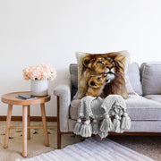 Aslan Desenli Dijital Baskılı Dekoratif Modern Raşel Kadife Yastık Kırlent Kılıfı Bonvagon