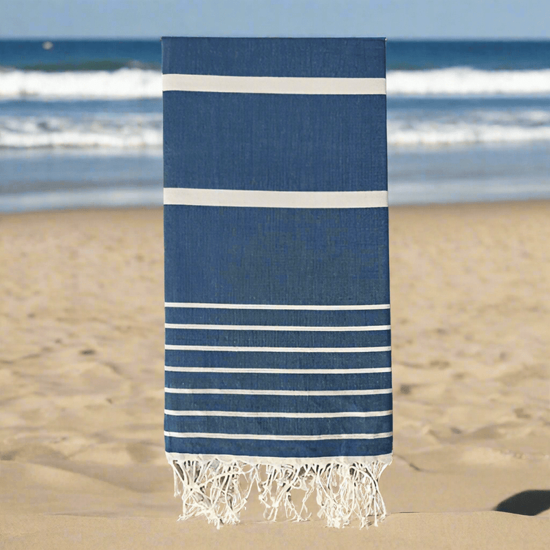 Asur Mavi Peştamal Plaj Havlusu Pamuklu Dokulu Banyo Havlusu 75x100cm Bonvagon