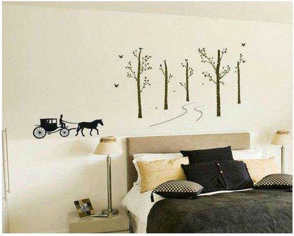 At Arabası Patika Ağaçlar Duvar Çıkartması Süsü (sticker) Bonvagon