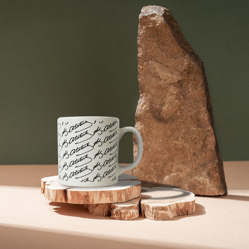 Atatürk İmza Siyah Beyaz Silindir Kupa 1 Adet Bonvagon