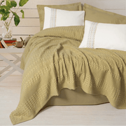 Aura Çift Kişilik Pike Takımı Pebble Hardal Lastikli Çarşaf Bonvagon