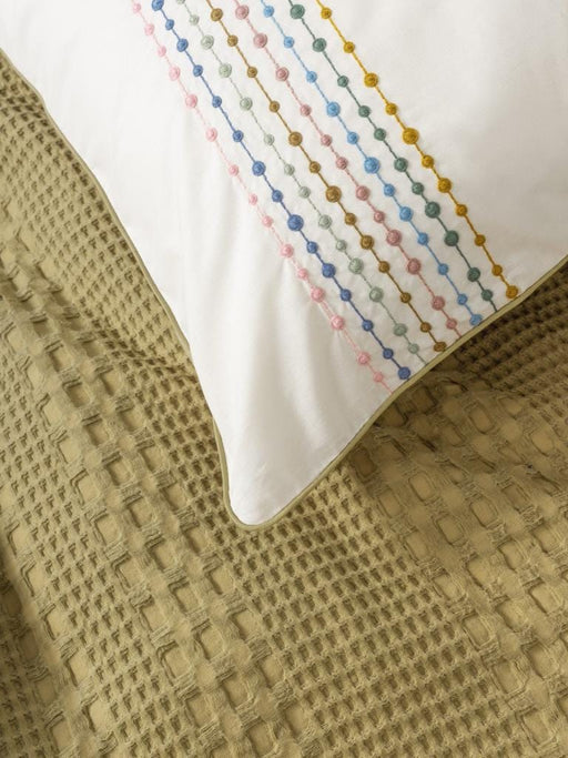 Aura Çift Kişilik Pike Takımı Pebble Hardal Lastikli Çarşaf Bonvagon