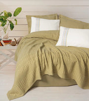 Aura Çift Kişilik Pike Takımı Pebble Hardal Lastikli Çarşaf Bonvagon