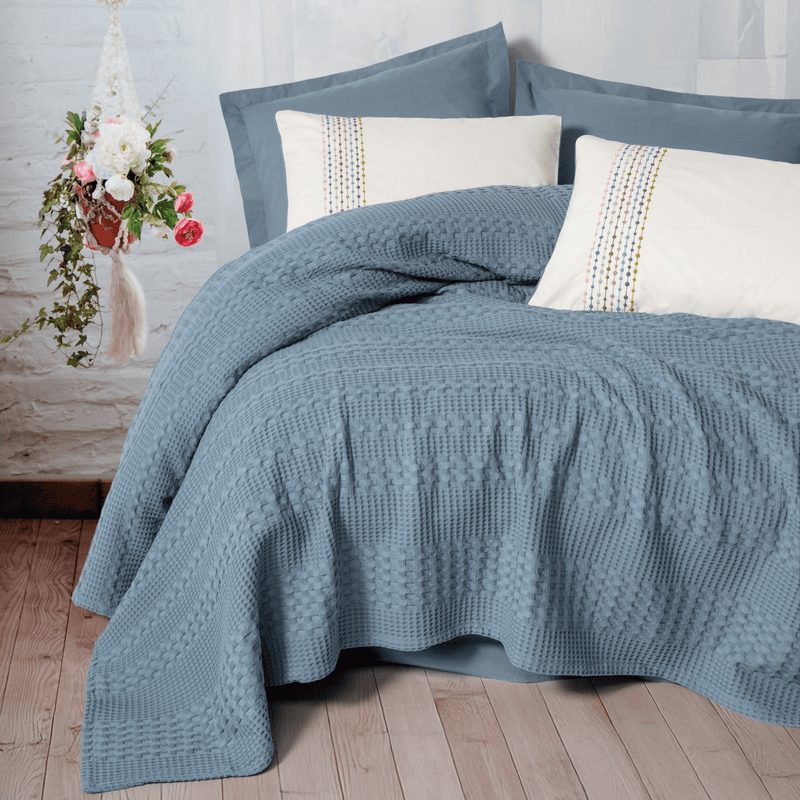 Aura Çift Kişilik Pike Takımı Pebble Indigo Bonvagon