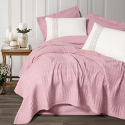 Aura Çift Kişilik Pike Takımı Pebble Pembe Bonvagon