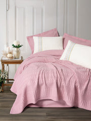 Aura Çift Kişilik Pike Takımı Pebble Pembe Bonvagon