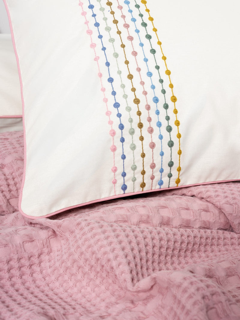 Aura Çift Kişilik Pike Takımı Pebble Pembe Lastikli Çarşaf