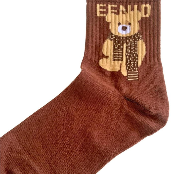 Ayı Tedy Desenli Koyu Kahverengi Çorap 36-41 Bonvagon
