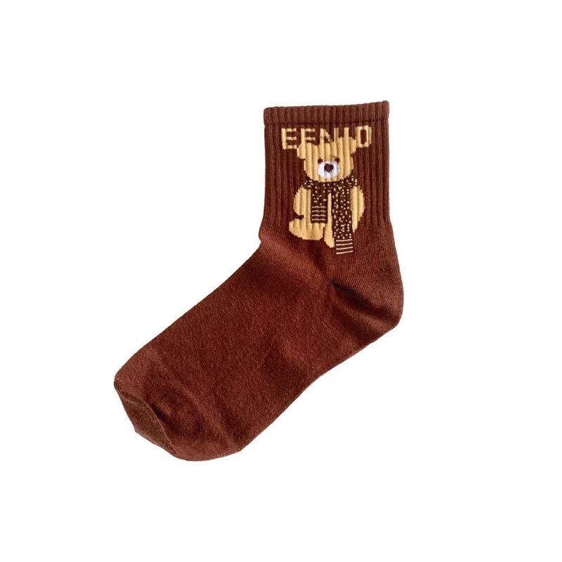 Ayı Tedy Desenli Koyu Kahverengi Çorap 36-41 Bonvagon