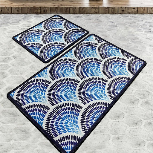 Azul 2li Set Dijital Banyo Halısı, Kaymaz Taban, Yıkanabilir Bonvagon
