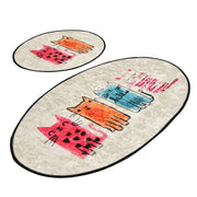 Baby Cats Dijital Baskılı 2li Set Banyo Halısı, Kaymaz Taban, Yıkanabilir Bonvagon
