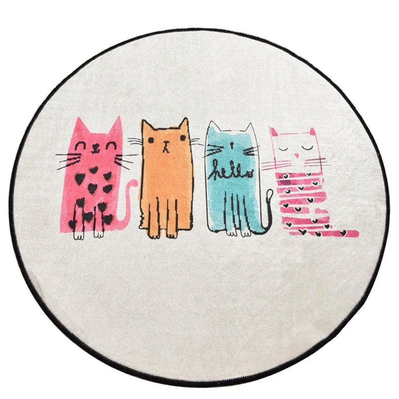 Baby Cats Dijital Baskılı Çap100cm Banyo Halısı, Kaymaz Taban, Yıkanabilir Bonvagon