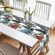 Bağ Evi Tasarımlı Kış Temalı Dijital Baskılı Dekoratif Süet Runner Bonvagon