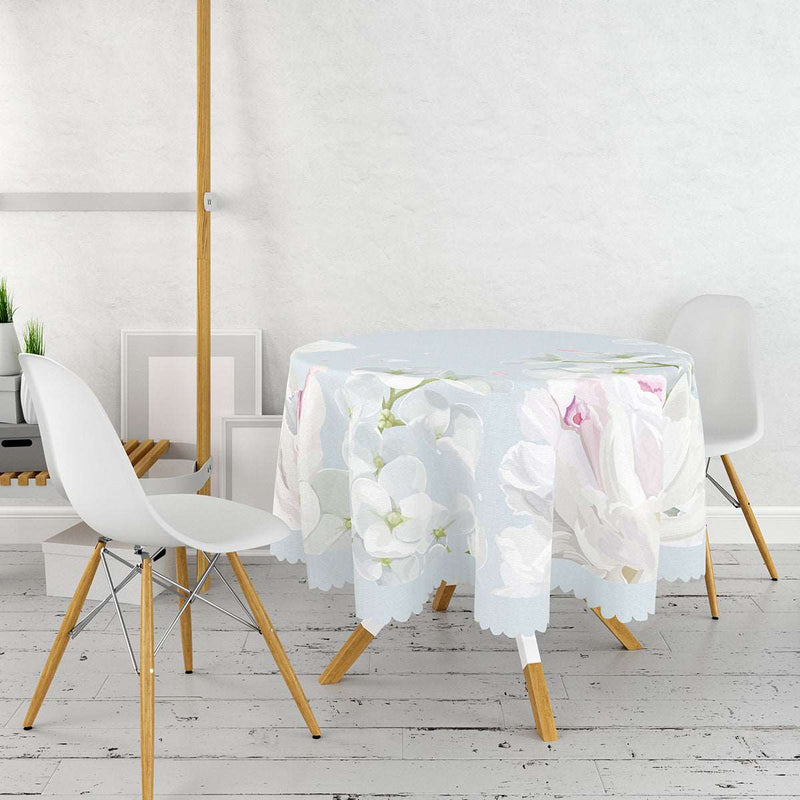 Bahar Dalları Dijital Baskılı Yuvarlak Masa Örtüsü Bonvagon