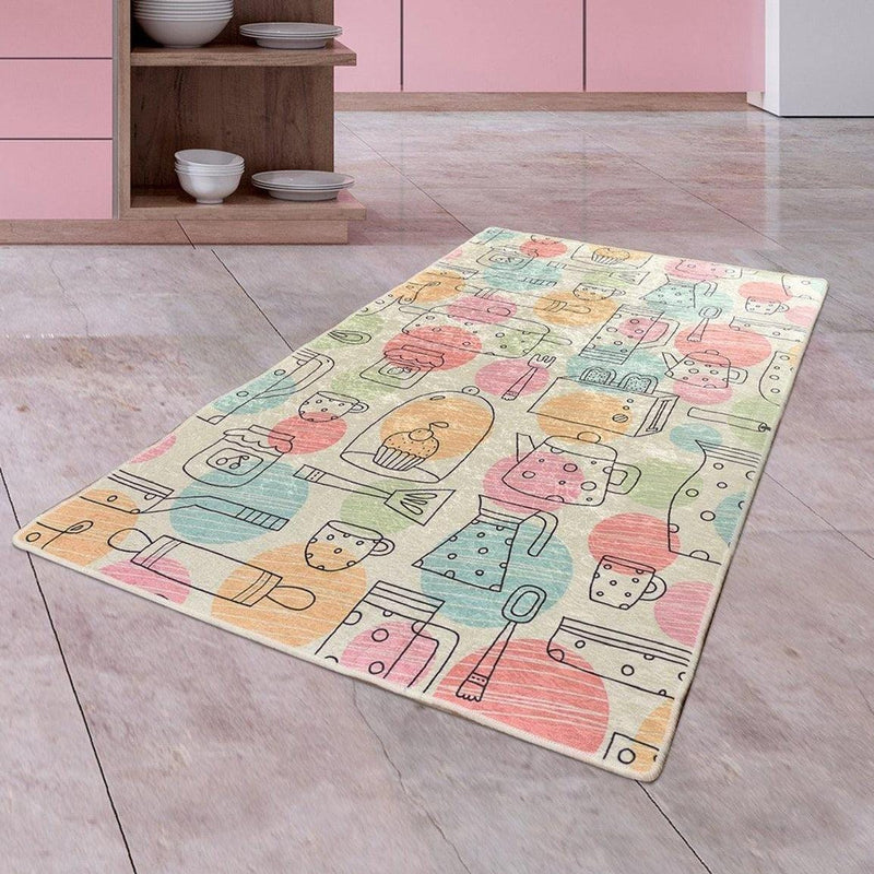 Bakery Dijital Baskılı Mutfak Halısı, Kaymaz Taban, Yıkanabilir Bonvagon