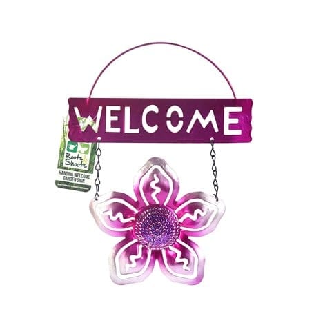 Balkon ve Bahçe Hoşgeldiniz Tabelası Pembe Çiçek Bonvagon