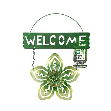 Balkon ve Bahçe Hoşgeldiniz Tabelası Yeşil Çiçek Bonvagon