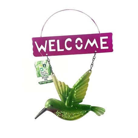 Balkon ve Bahçe Mor Hoşgeldiniz Tabelası Kuşlu Bonvagon