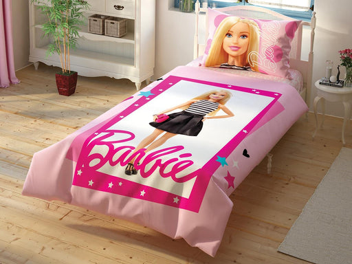 Barbie çek Canlandır Tek Kişilik Nevresim Takımı 160x220 %100 Pamuk 57 Tel Bonvagon