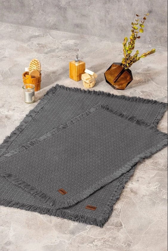 Bath Rug Set Antrasit 2'li 75x125 60x90 Bonvagon
