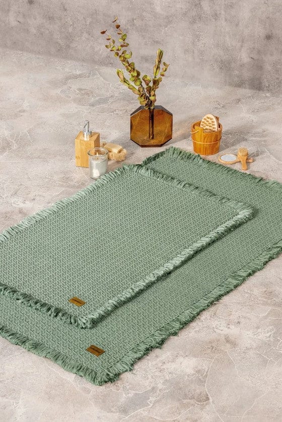 Bath Rug Set Yeşil 2'li 75x125 60x90