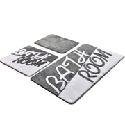 Bathroom Gri 3lü Set Akrilik Banyo Halısı, Kaymaz Taban, Yıkanabilir Bonvagon