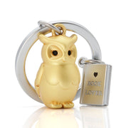 Baykuş ve Kitap Çelik Halkalı Anahtarlık  Bonvagon Metalmorphose