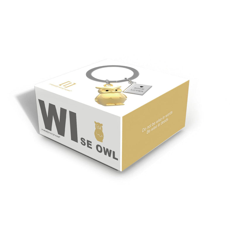 Baykuş ve Kitap Çelik Halkalı Anahtarlık  Bonvagon Metalmorphose