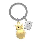 Baykuş ve Kitap Çelik Halkalı Anahtarlık  Bonvagon Metalmorphose