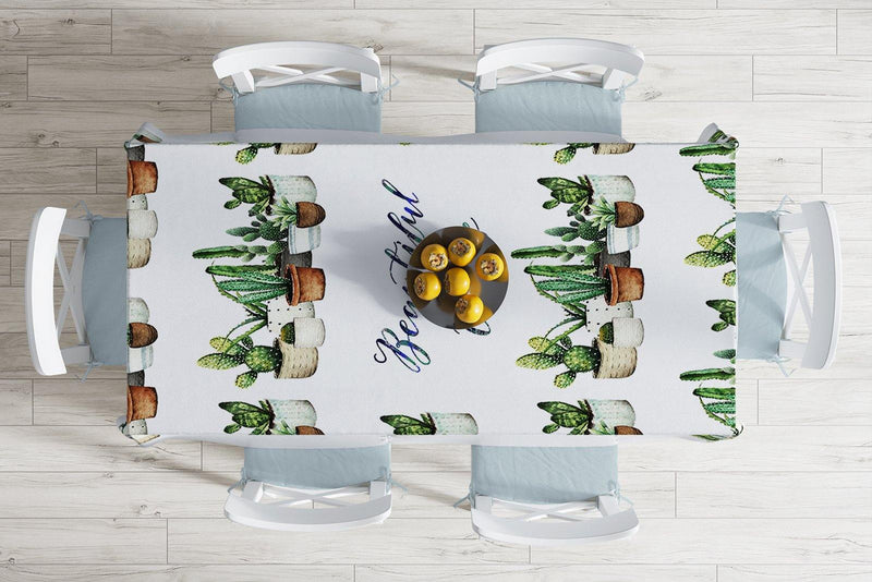 Beautiful Cactus Baskılı Dijital Leke Tutmaz Masa Örtüsü