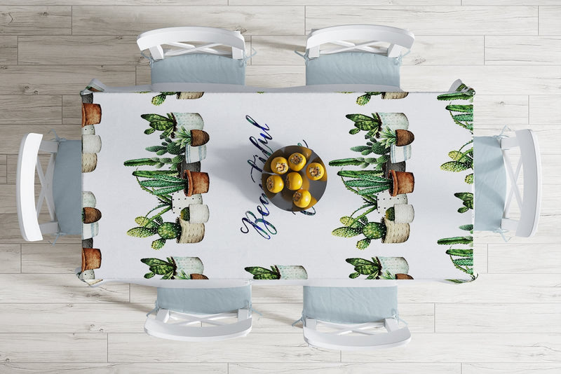 Beautiful Cactus Baskılı Dijital Leke Tutmaz Masa Örtüsü