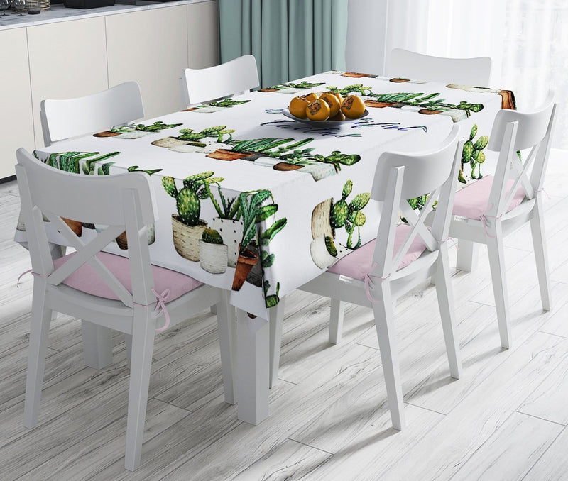 Beautiful Cactus Baskılı Dijital Leke Tutmaz Masa Örtüsü Bonvagon
