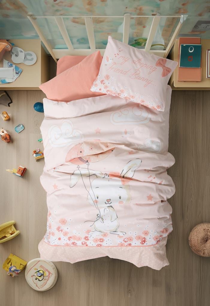 Bebek Nevresim Takımı Rapeti Somon Bonvagon