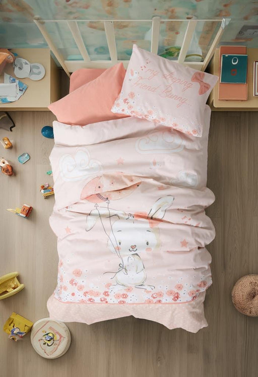 Bebek Nevresim Takımı Rapeti Somon Bonvagon