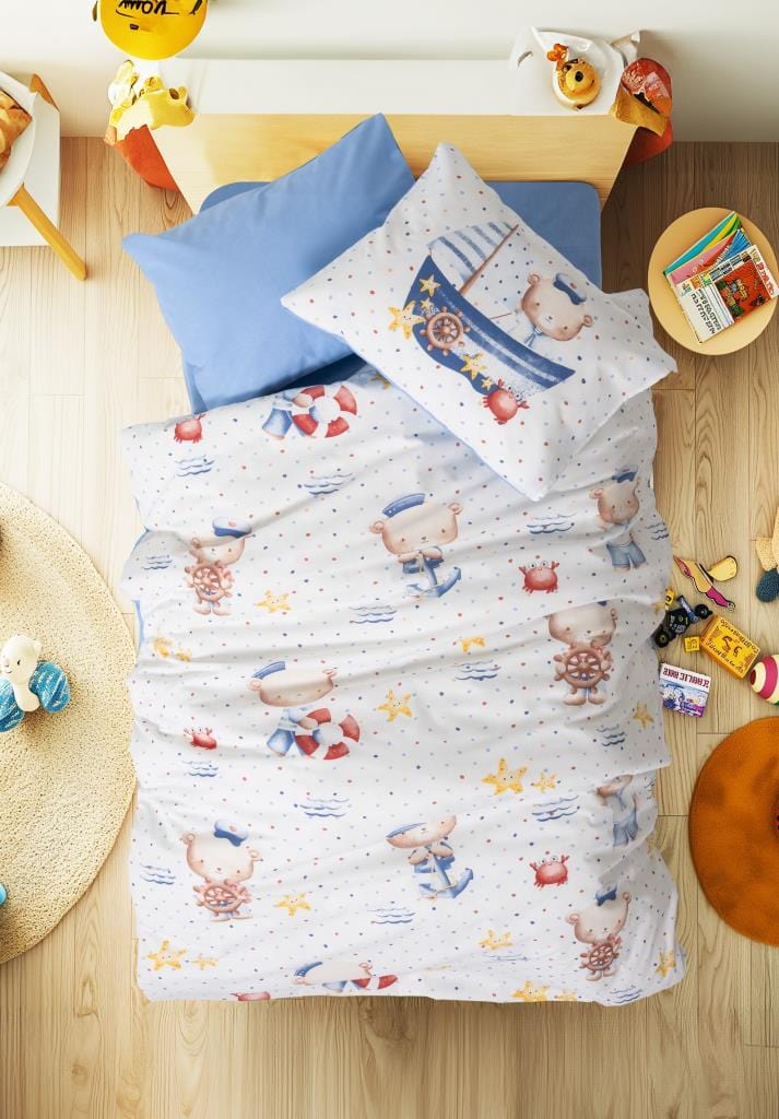 Bebek Nevresim Takımı Seaman Mavi Bonvagon