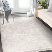 Bej Krem Motifli Düz Renk Desenli Dijital Baskılı Makinede Yıkanabilir Saçaklı Halı Bonvagon