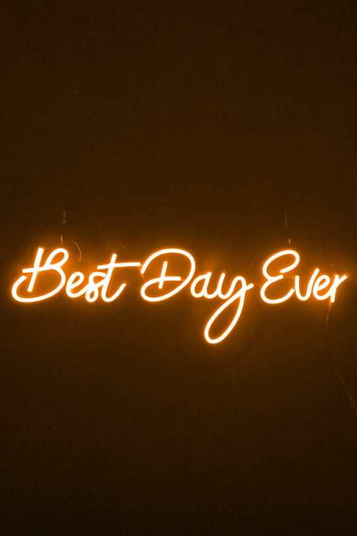 Best Day Ever Yazılı Neon Led Işıklı Tablo Düğün Parti ve Kutlama Duvar Dekorasyon Bonvagon