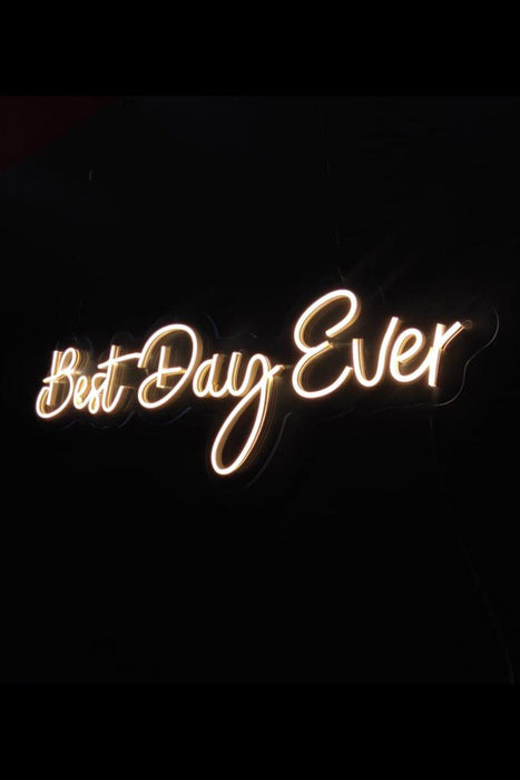 Best Day Ever Yazılı Neon Led Işıklı Tablo Düğün Parti ve Kutlama Duvar Dekorasyon Bonvagon