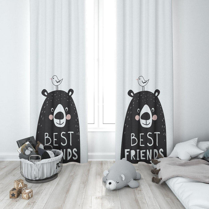 Best Friends Ayı ve Kuş Çocuk Odası Perdesi Bonvagon
