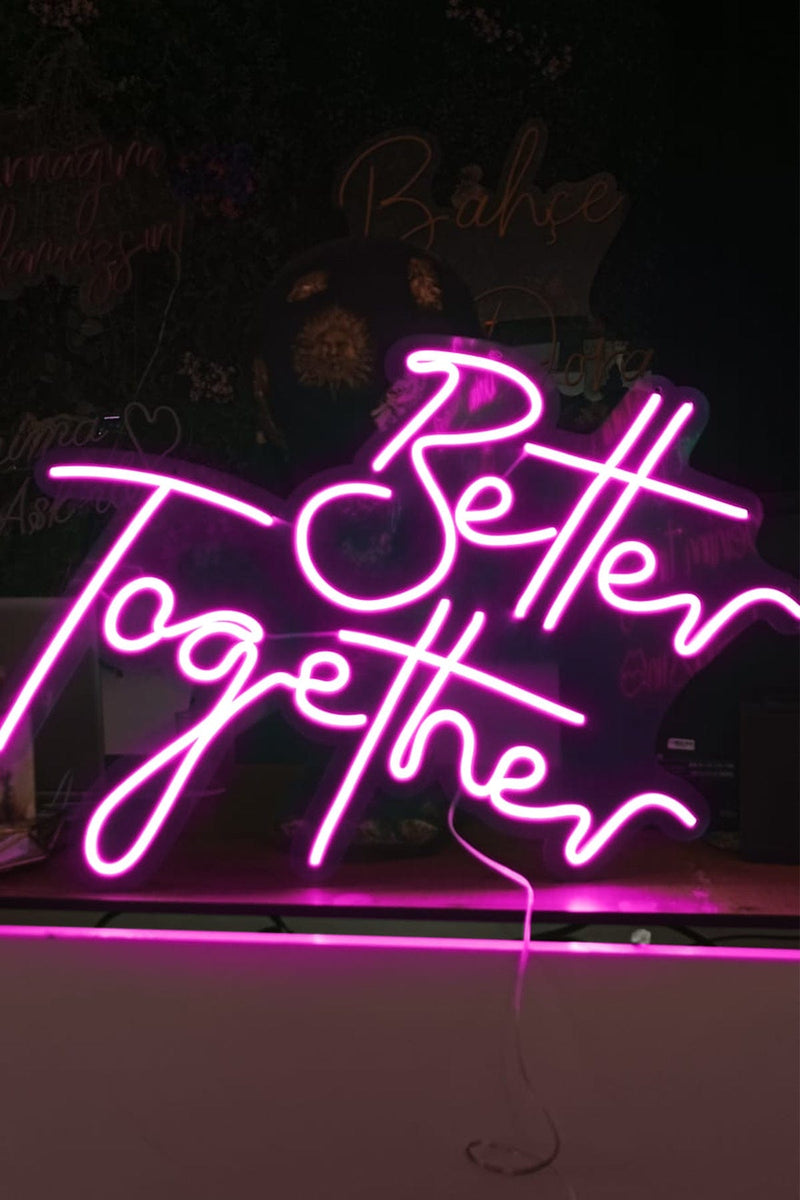 Better Together Aşk Temalı Yazılı Neon LED Işıklı Tablo Düğün ve Kutlama Duvar Dekorasyon