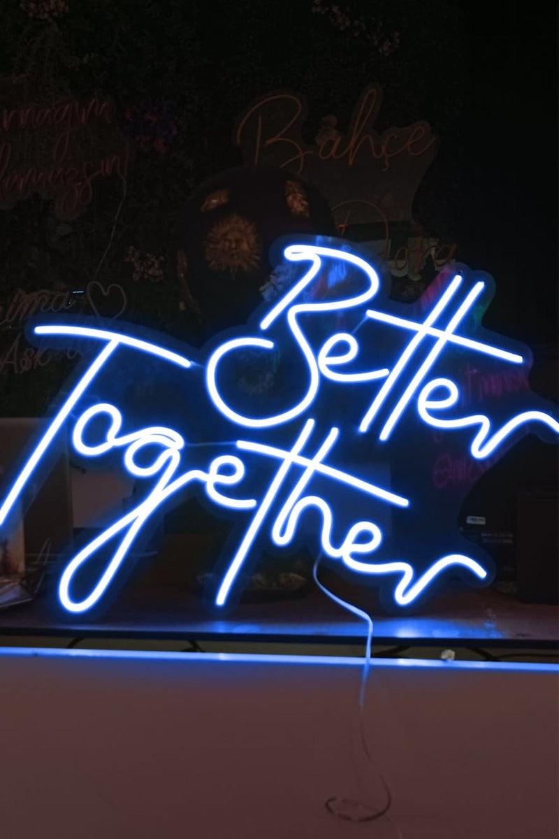 Better Together Aşk Temalı Yazılı Neon LED Işıklı Tablo Düğün ve Kutlama Duvar Dekorasyon