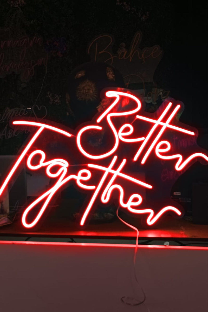 Better Together Aşk Temalı Yazılı Neon LED Işıklı Tablo Düğün ve Kutlama Duvar Dekorasyon