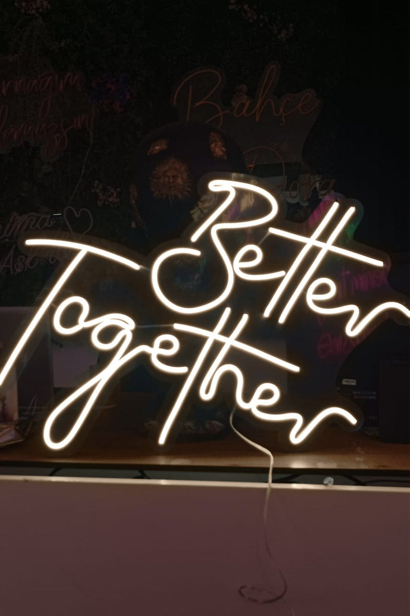 Better Together Aşk Temalı Yazılı Neon LED Işıklı Tablo Düğün ve Kutlama Duvar Dekorasyon