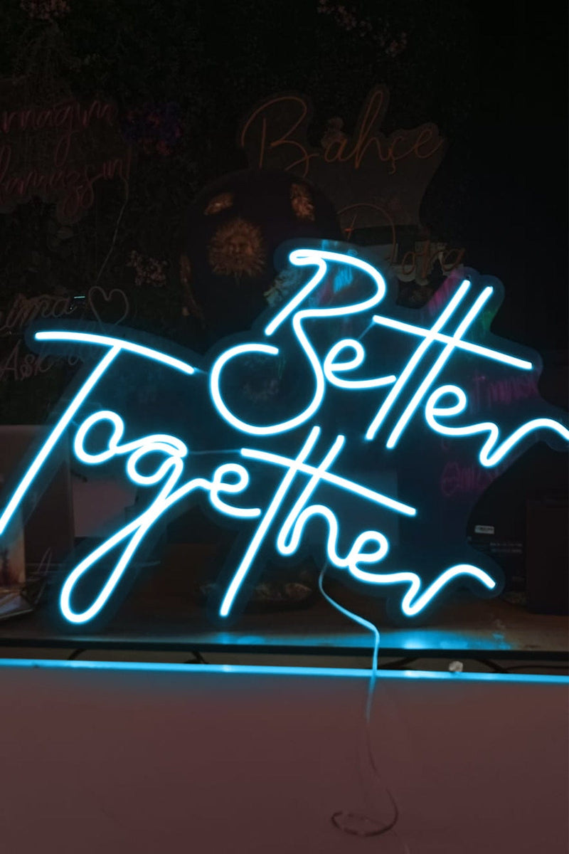 Better Together Aşk Temalı Yazılı Neon LED Işıklı Tablo Düğün ve Kutlama Duvar Dekorasyon