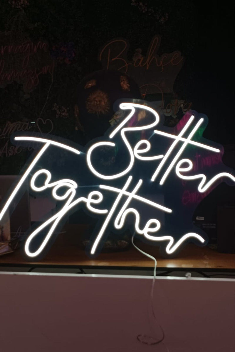 Better Together Aşk Temalı Yazılı Neon LED Işıklı Tablo Düğün ve Kutlama Duvar Dekorasyon