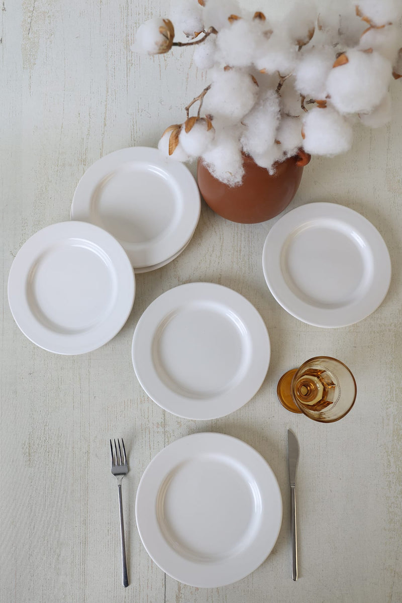 Beyaz Assos Pasta Tabağı 22 Cm - Seti 6 Tabak