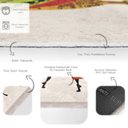 Beyaz Geleneksel Motifli Afrika Kadın Desenli Etnik Motifler Klasik Dış Mekan Outdoor Balkon Dijital Baskılı Makinede Yıkanabilir Saçaklı Halı Bonvagon