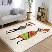 Beyaz Geleneksel Motifli Afrika Kadın Desenli Etnik Motifler Klasik Dış Mekan Outdoor Balkon Dijital Baskılı Makinede Yıkanabilir Saçaklı Halı Bonvagon